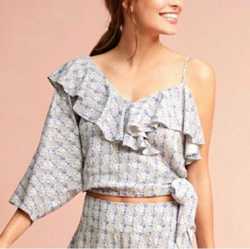 Anthropologie Maeve Imelda Pineapple Ruffle Blouse - Picture 2 of 9